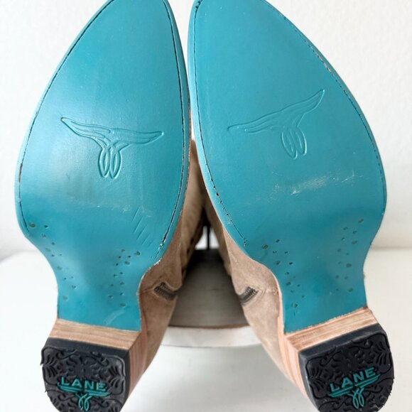 Lane LEXINGTON Over the Knee Womens Cowboy Boots 8.5 Latte Suede Western Cowgirl - Picture 12 of 14